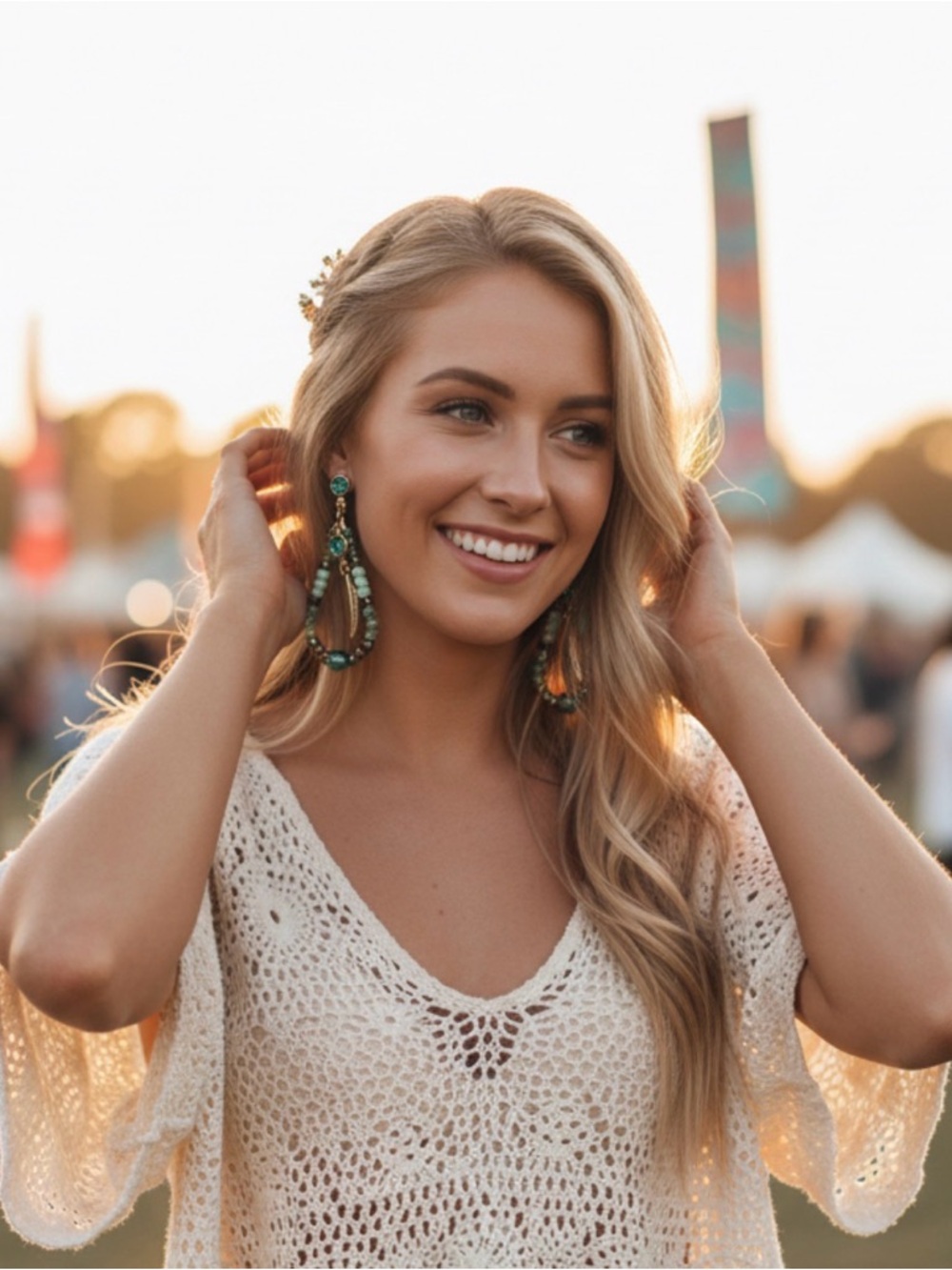 Teal Beaded Feather Drop Earrings - Women Jewelry